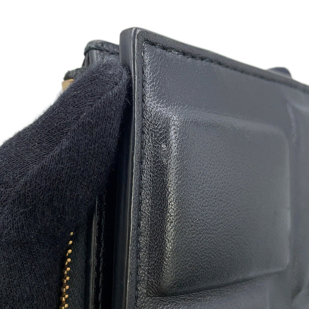 Bottega Veneta Padded Bi-fold Compact Wallet Black Lambskin