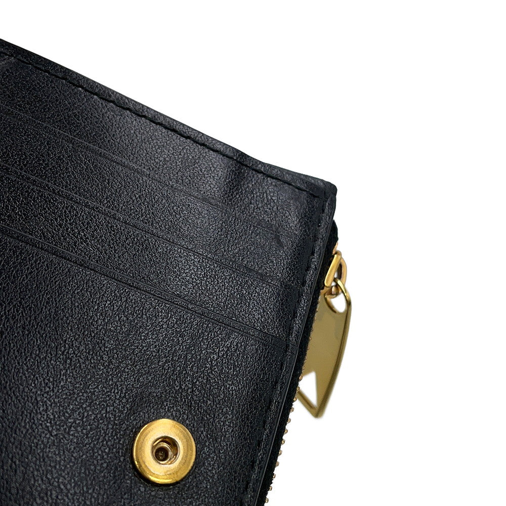 Bottega Veneta Padded Bi-fold Compact Wallet Black Lambskin