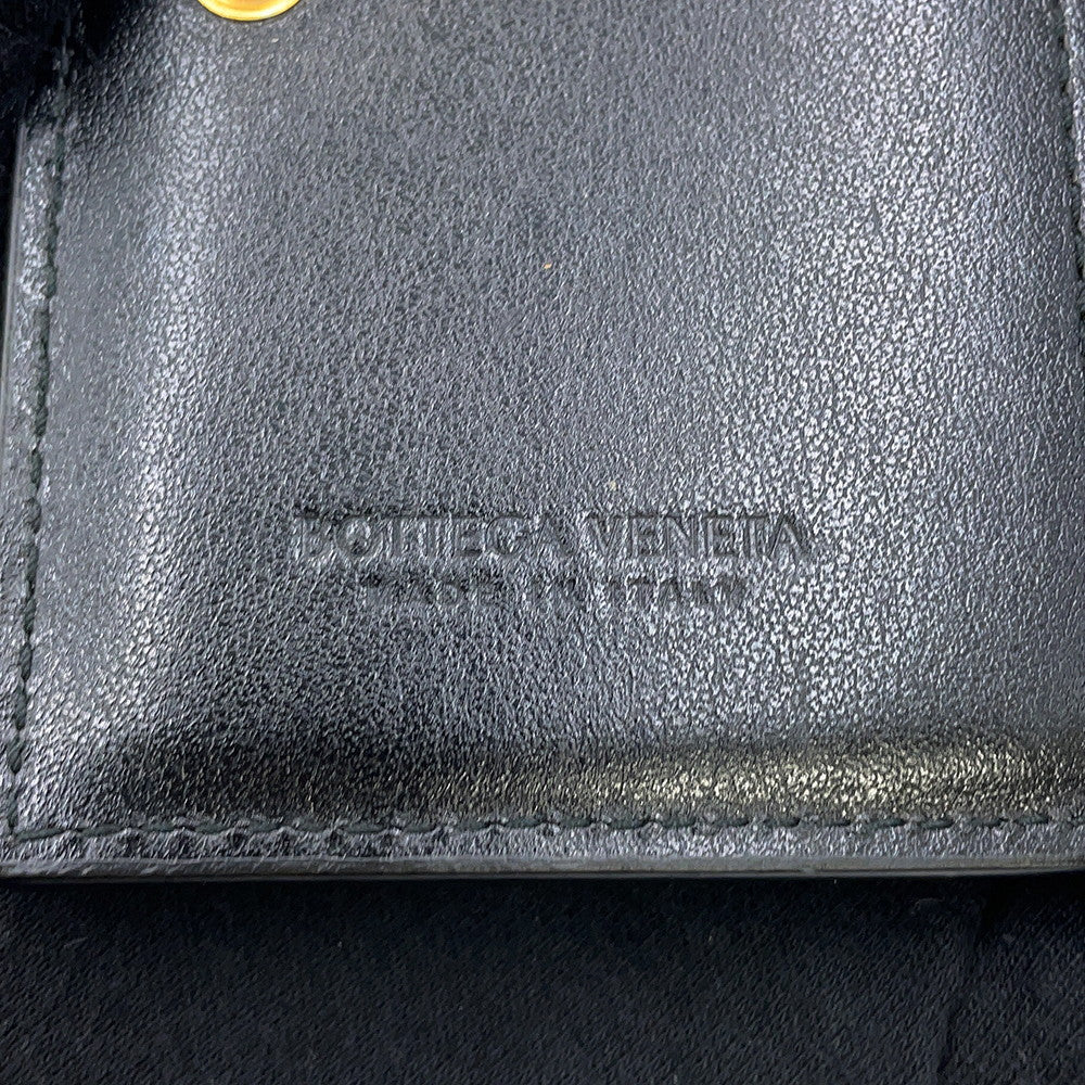 Bottega Veneta Padded Bi-fold Compact Wallet Black Lambskin