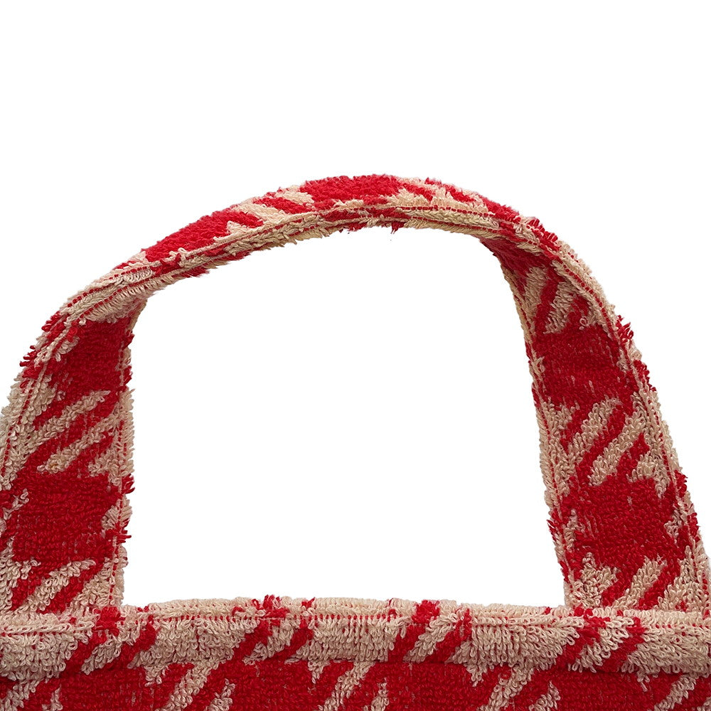 MIUMIU Terrycloth Check 2-Way Tote Bag Red5BG236 pile