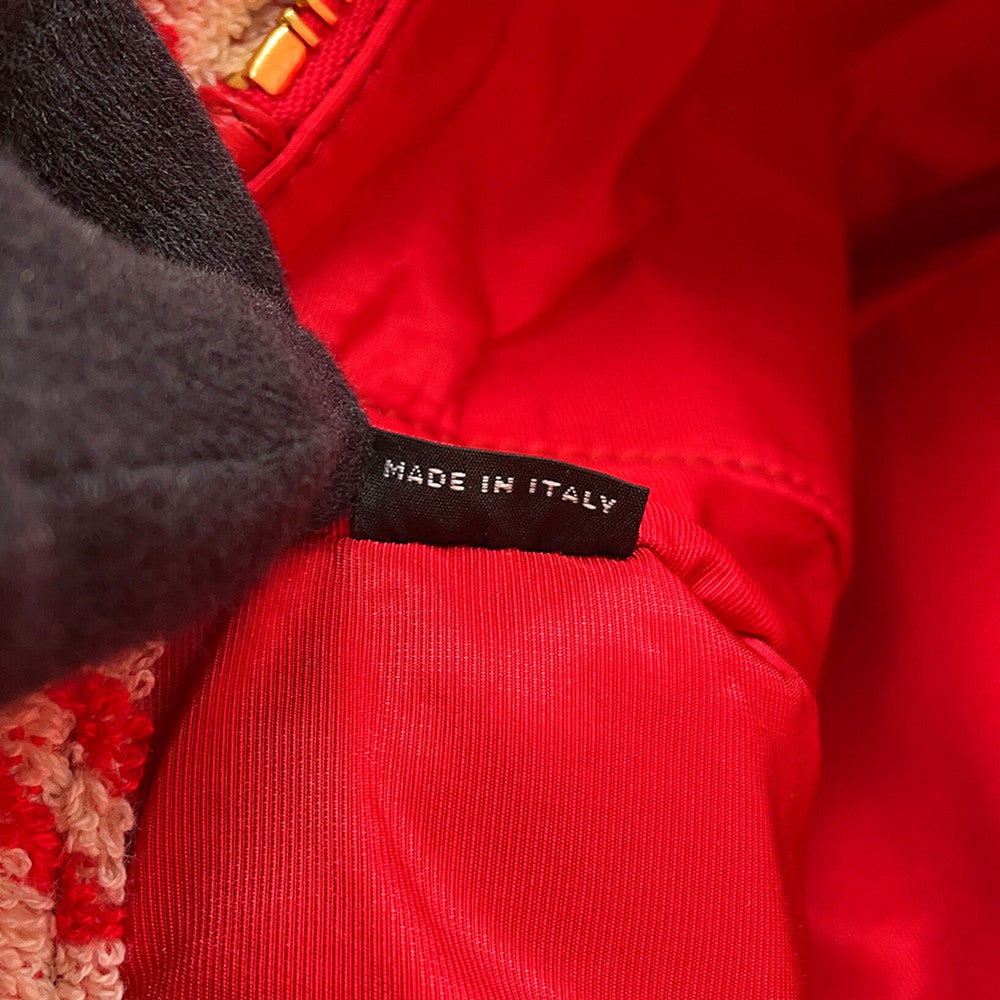MIUMIU Terrycloth Check 2-Way Tote Bag Red5BG236 pile