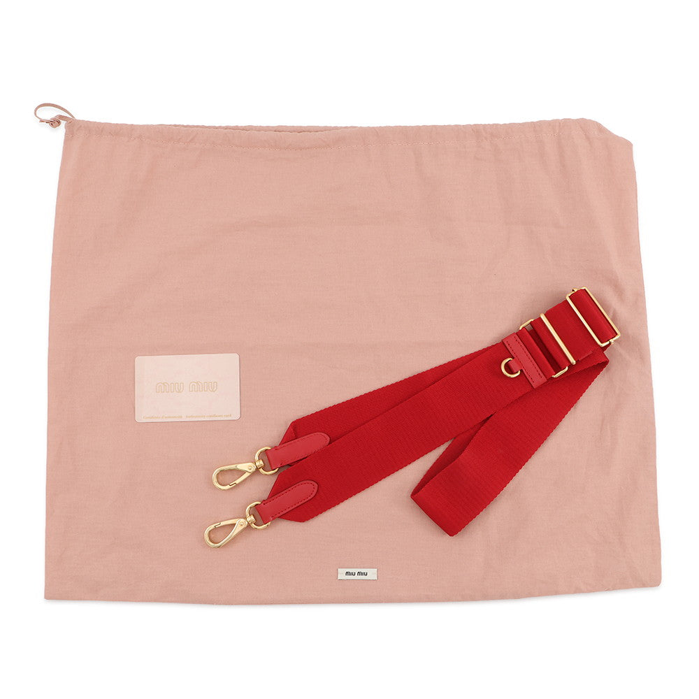 MIUMIU Terrycloth Check 2-Way Tote Bag Red5BG236 pile