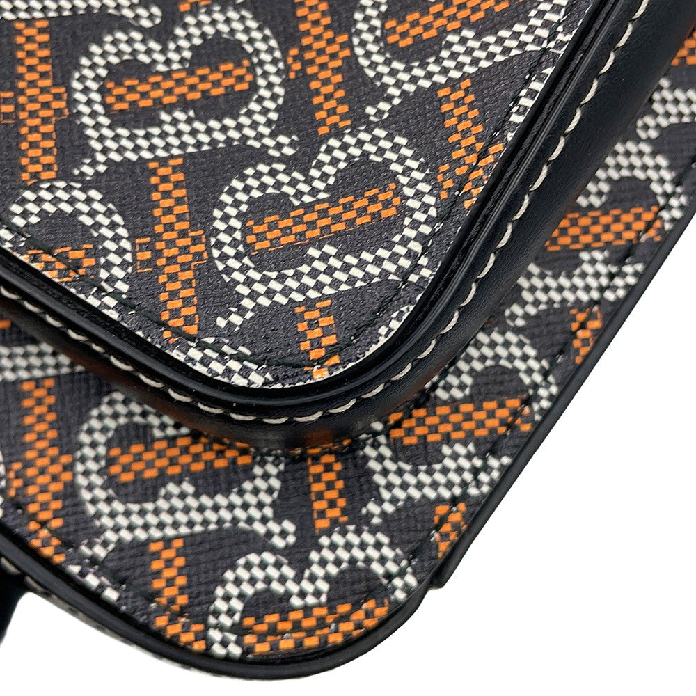 BURBERRY TBMonogram Shoulder Bag Black/Orange/White PVC Leather