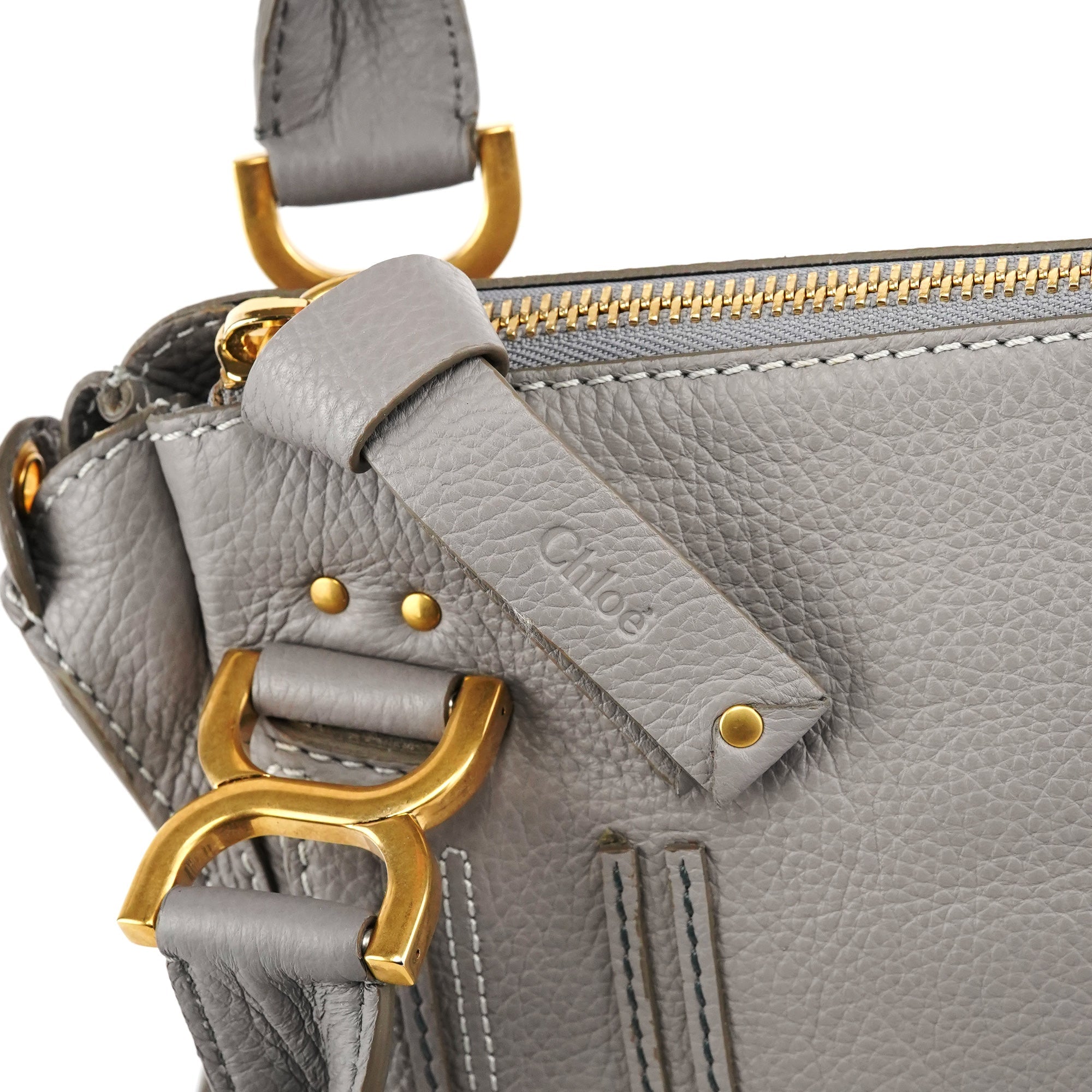 Grey Leather Marcie 2-Way Bag