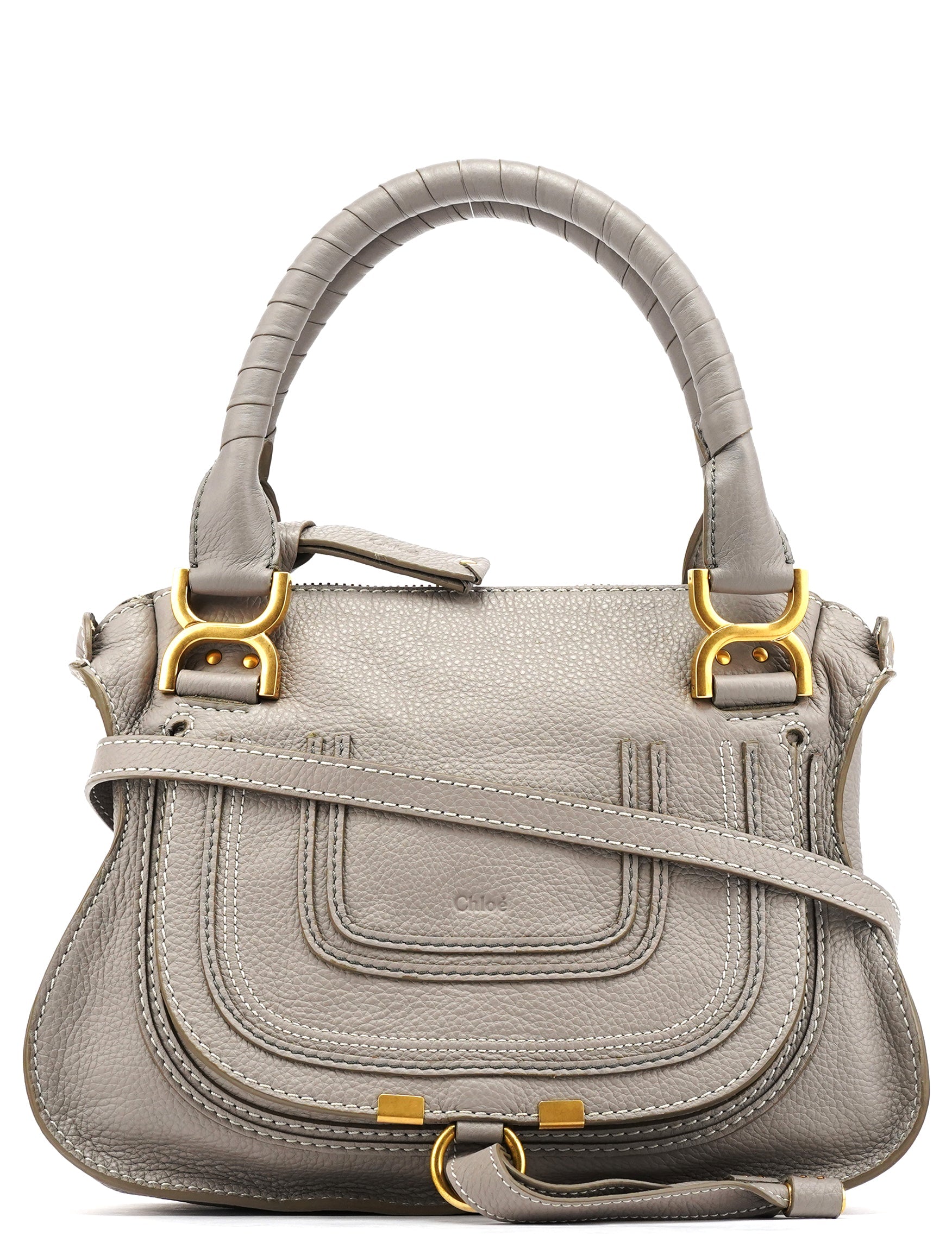 Grey Leather Marcie 2-Way Bag