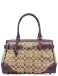 F08K07 Beige Purple Signature Canvas Hampton Handbag
