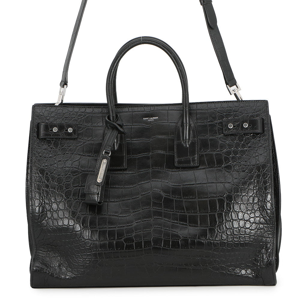 SAINT LAURENT PARIS Sac de Jules Souple Large 2WAY Tote Bag Black478167 Croco embossed leather