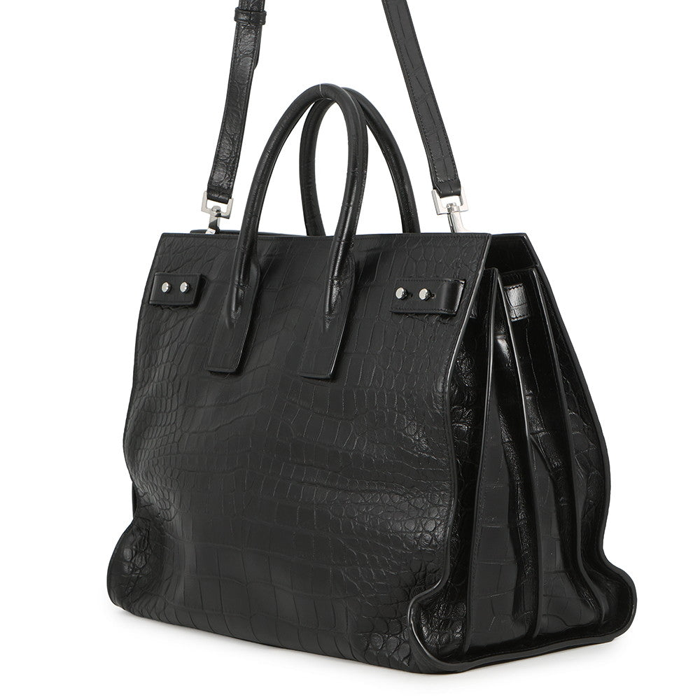 SAINT LAURENT PARIS Sac de Jules Souple Large 2WAY Tote Bag Black478167 Croco embossed leather