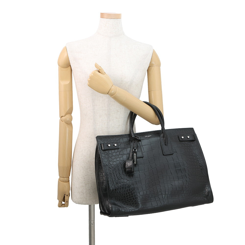 SAINT LAURENT PARIS Sac de Jules Souple Large 2WAY Tote Bag Black478167 Croco embossed leather