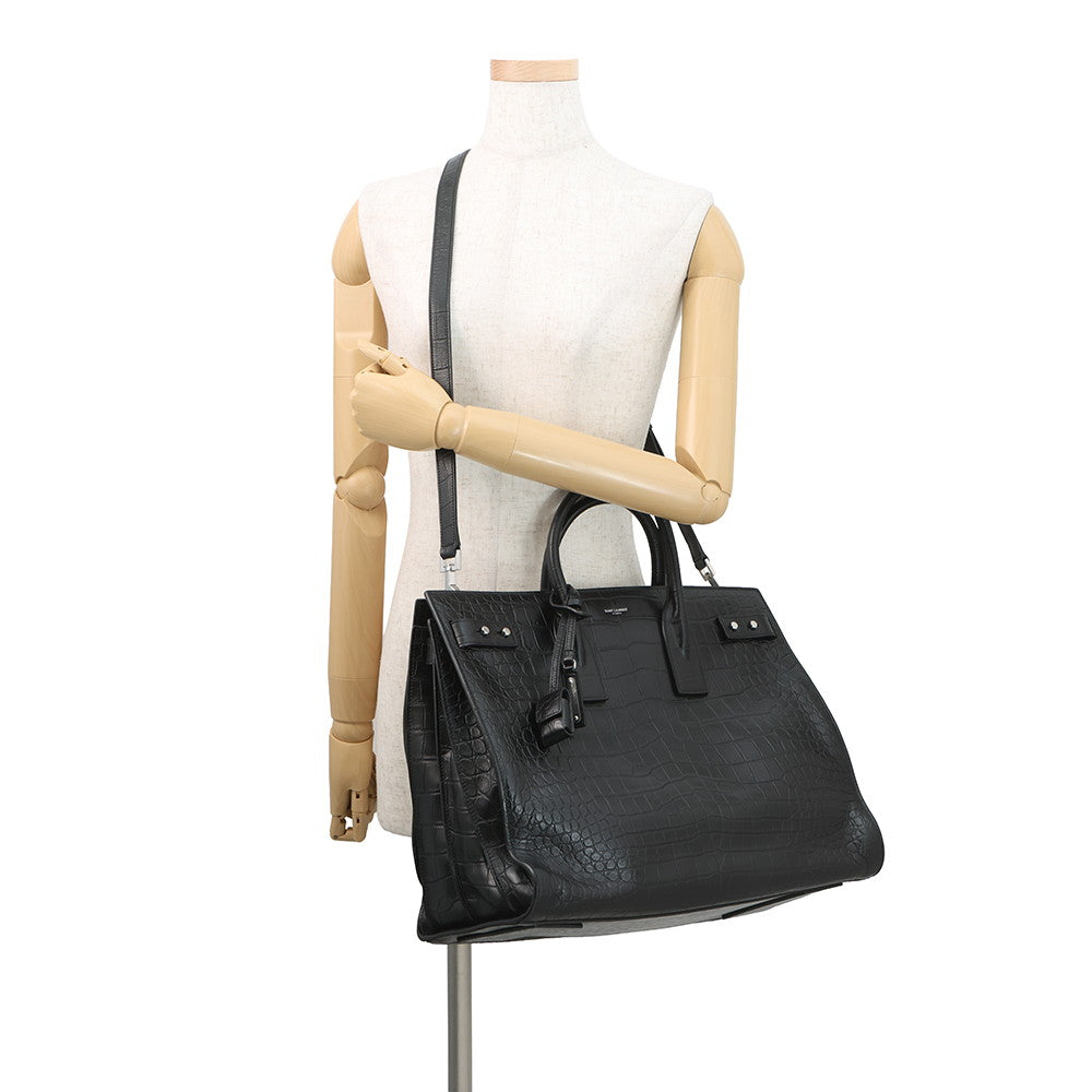 SAINT LAURENT PARIS Sac de Jules Souple Large 2WAY Tote Bag Black478167 Croco embossed leather