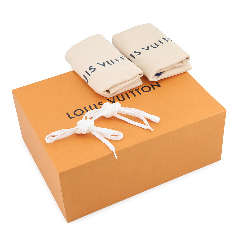 LOUIS VUITTON Rivoli Line Sneakers White/Blue1A5Y0X Leather Size 7