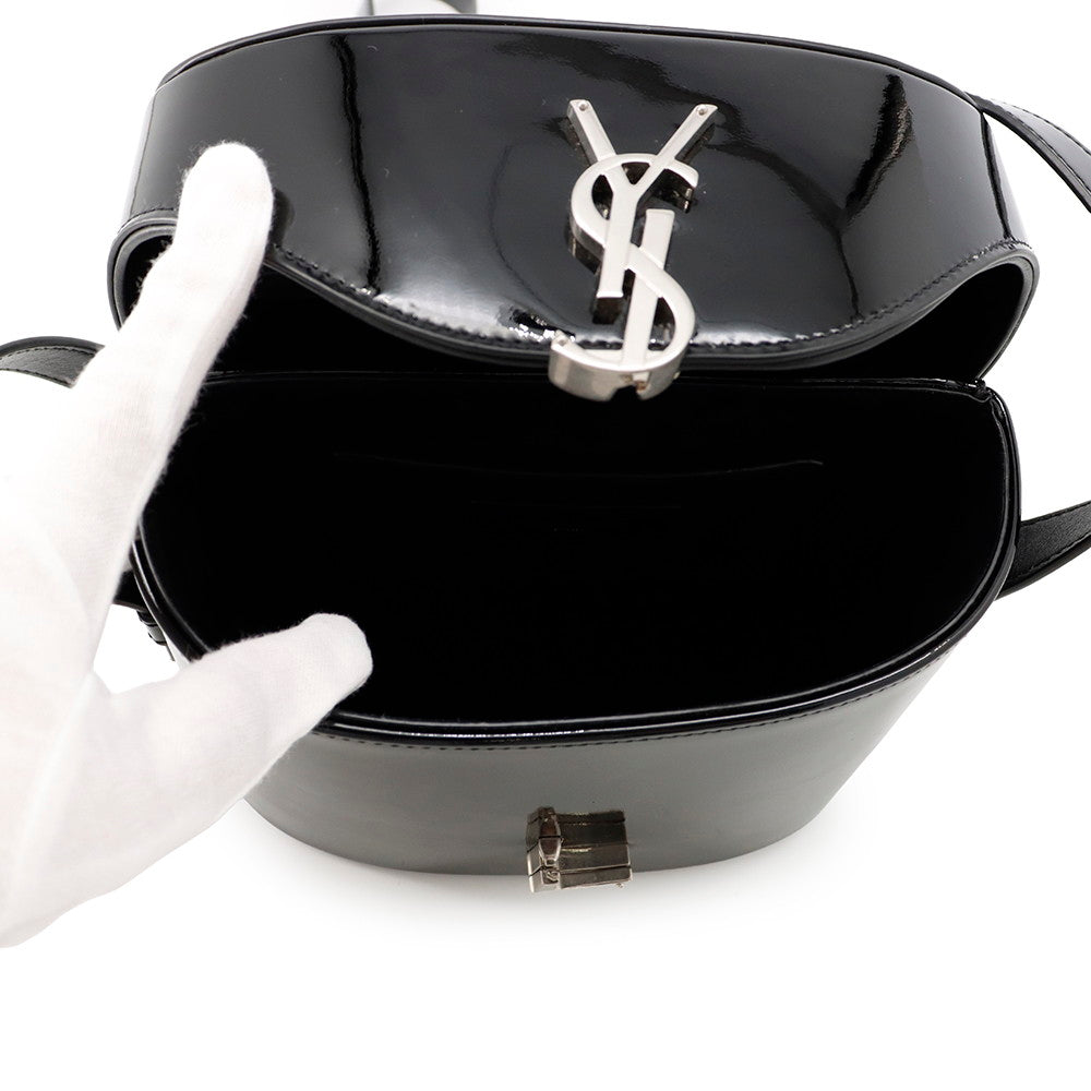 SAINT LAURENT PARIS June Shoulder Bag Black713700AAAWT1000 Patent Leather