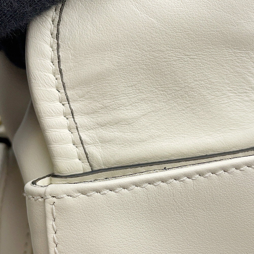 MIUMIU Logo Backpack White5BZ043 Leather Size Medium