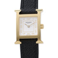 HERMES H Watch Mini W21mm Stainless Steel Gold Plated Epsom Black Silver Oparin DialHH1.101/W404371WW00