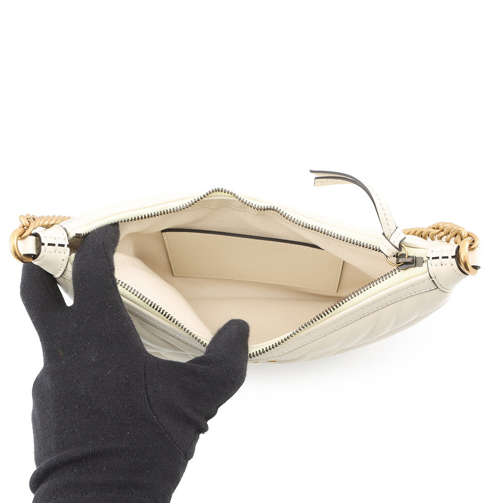 GUCCI GG Marmont ChainShoulder Bag Ivory777263 Leather Size Small