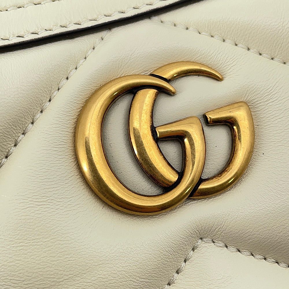 GUCCI GG Marmont ChainShoulder Bag Ivory777263 Leather Size Small