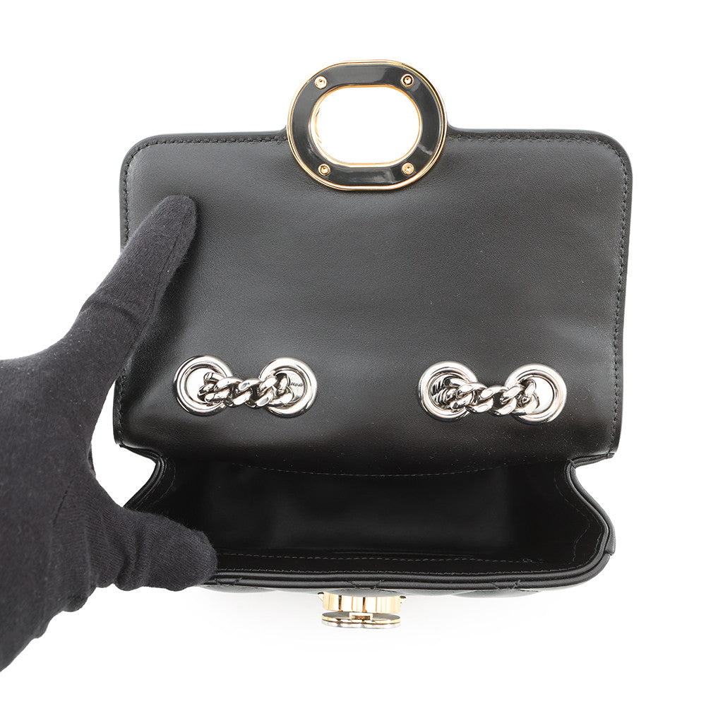 GUCCI Decorated Mini Chain Shoulder Bag Black741457 Leather