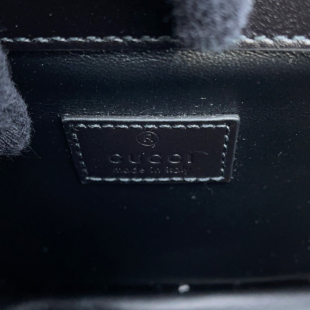 GUCCI Decorated Mini Chain Shoulder Bag Black741457 Leather