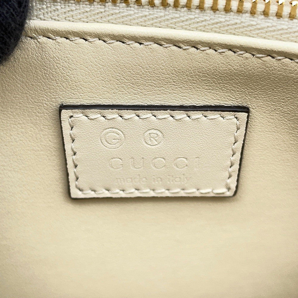 GUCCI Decorated Chain Shoulder Bag White850524 Leather