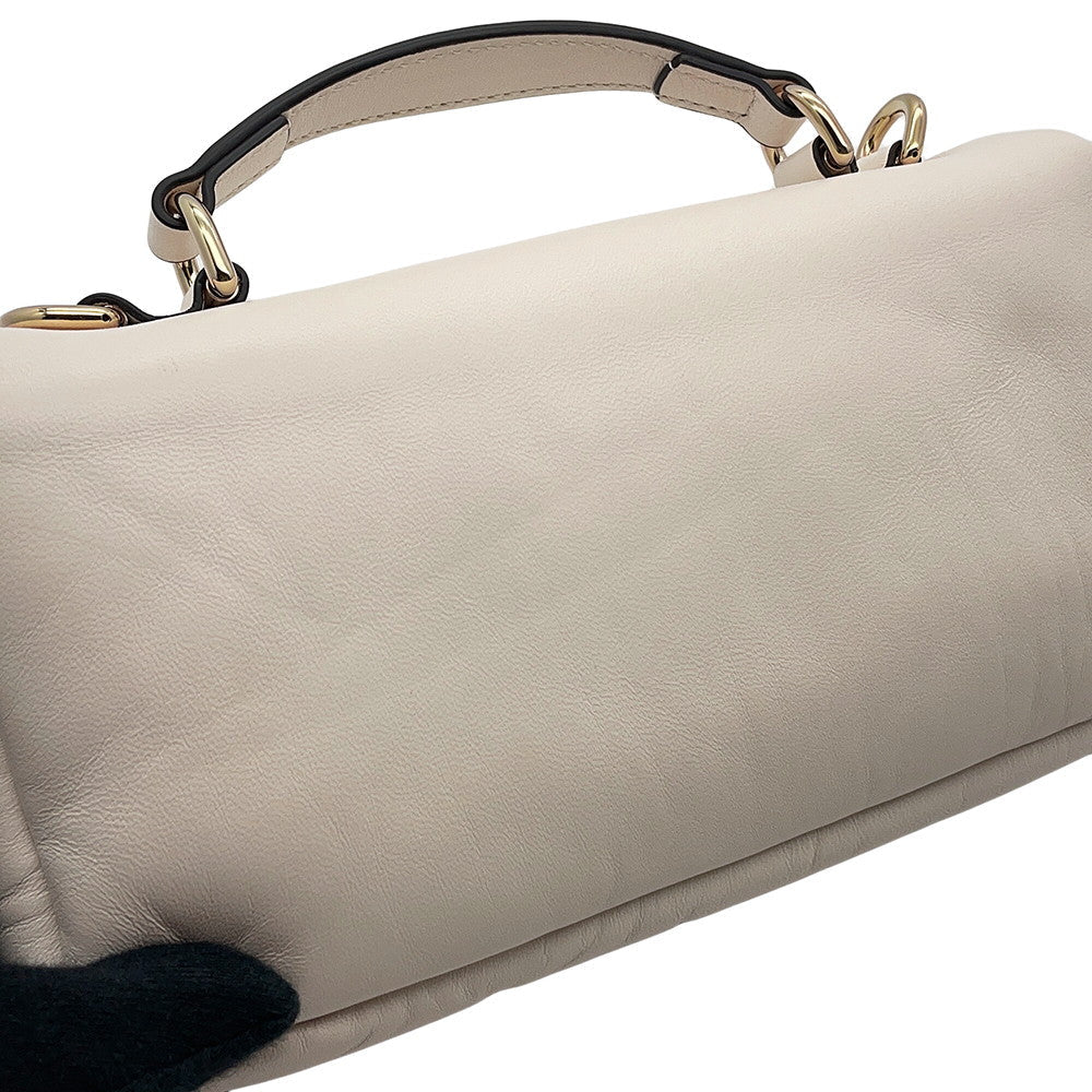 GUCCI GG Milano Top Handle Chain Shoulder Bag White806017 Leather