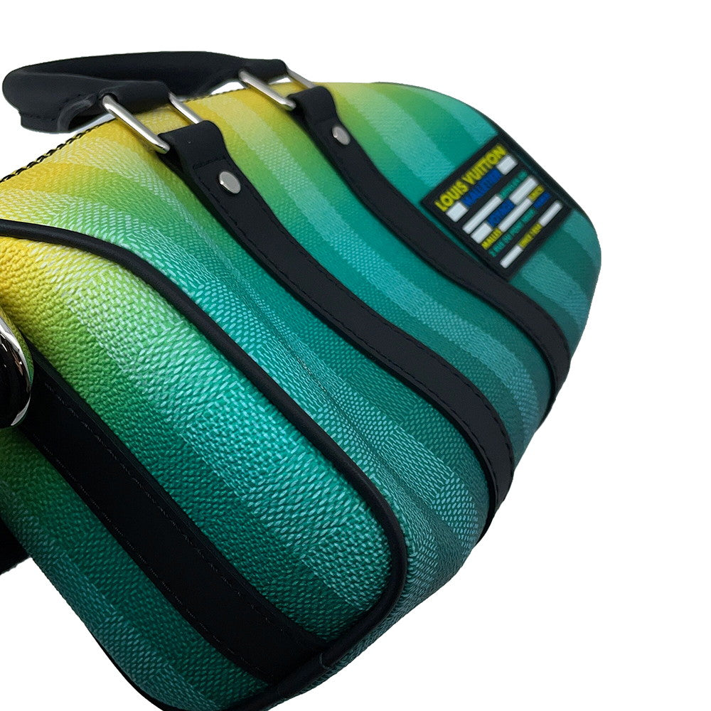 LOUIS VUITTON Keepall Green/YellowM59949 Damier stripe Size XS