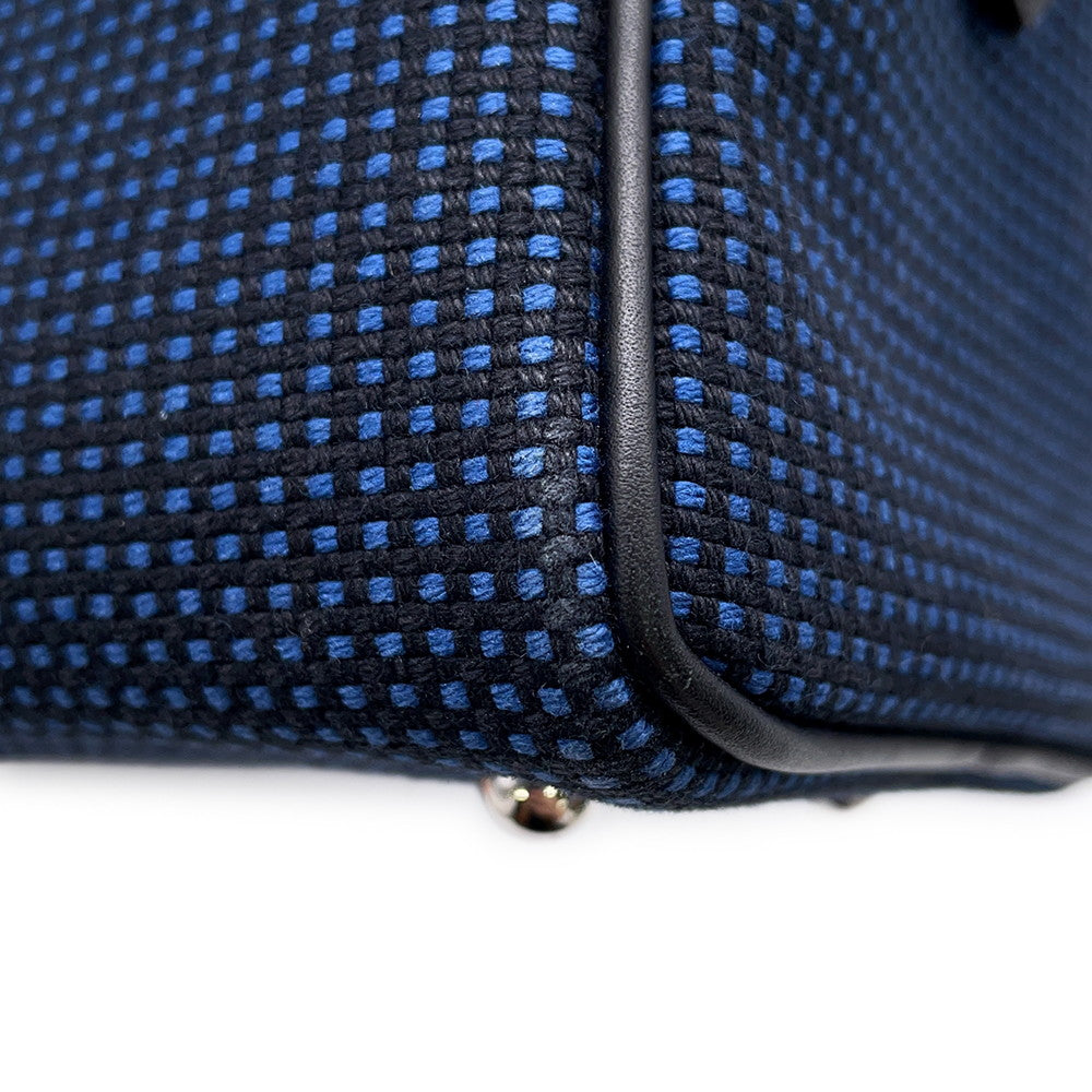 HERMES Victoria 3 Fool Toe Black/Blue Saphir Swift Leather Toile Cadrille Size Mini