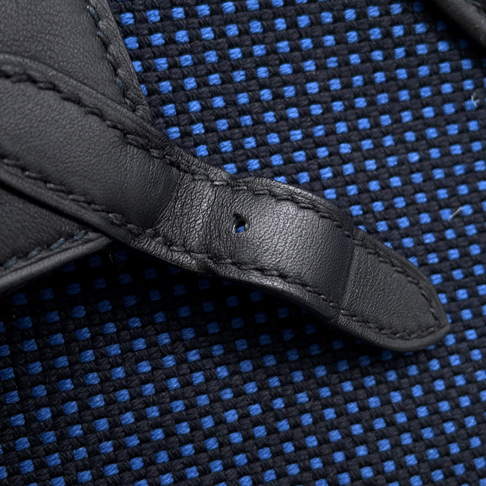 HERMES Victoria 3 Fool Toe Black/Blue Saphir Swift Leather Toile Cadrille Size Mini