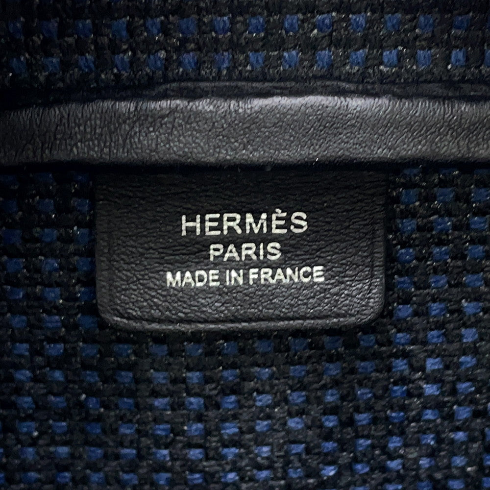 HERMES Victoria 3 Fool Toe Black/Blue Saphir Swift Leather Toile Cadrille Size Mini