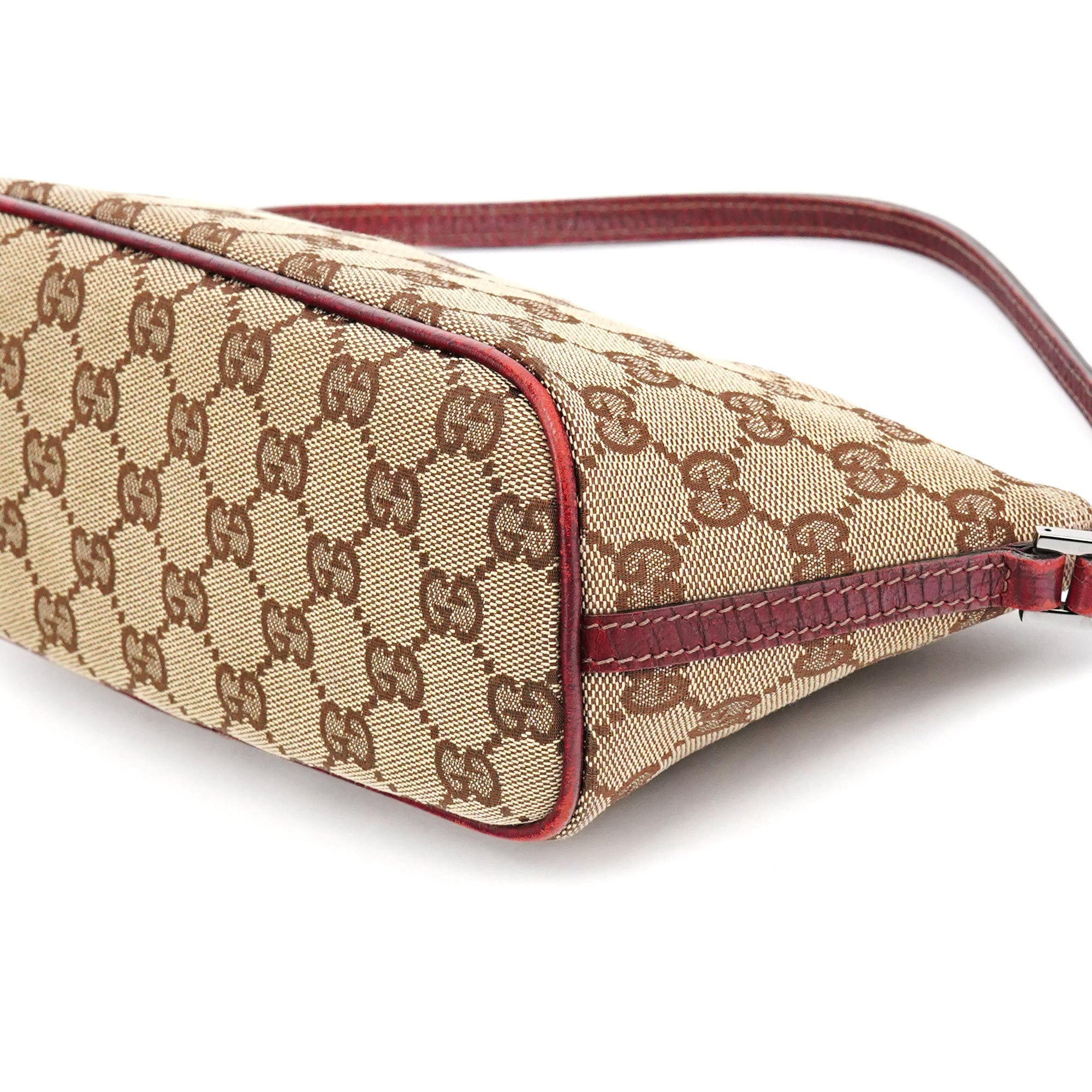 07198 Beige Burgundy GG Boat Pochette