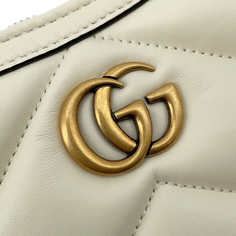 GUCCI GG Marmont ChainShoulder Bag Ivory777263 Leather Size Small