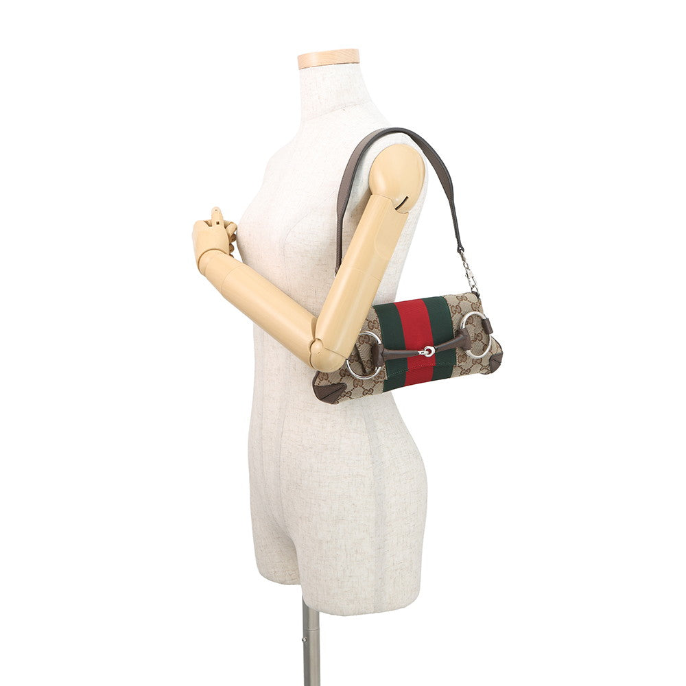 GUCCI Horsebit 2WAYShoulder Bag Beige764339 GG Canvas Leather