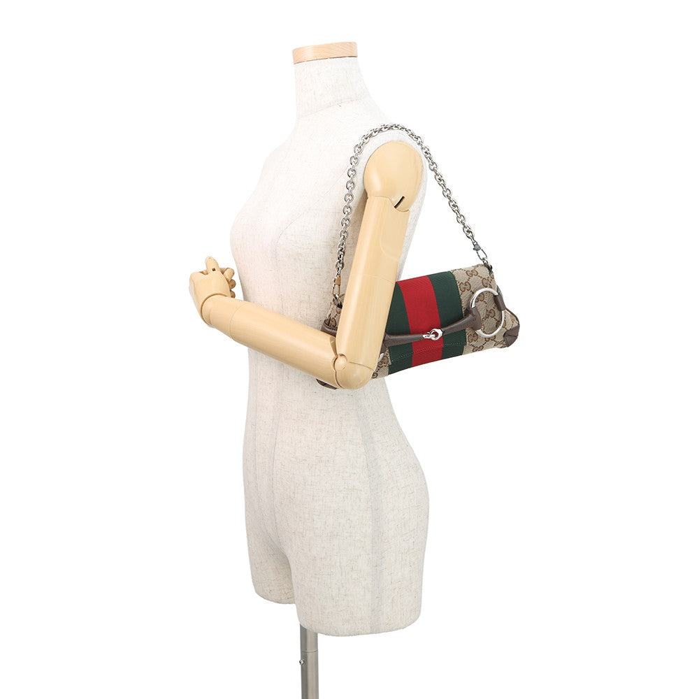 GUCCI Horsebit 2WAYShoulder Bag Beige764339 GG Canvas Leather
