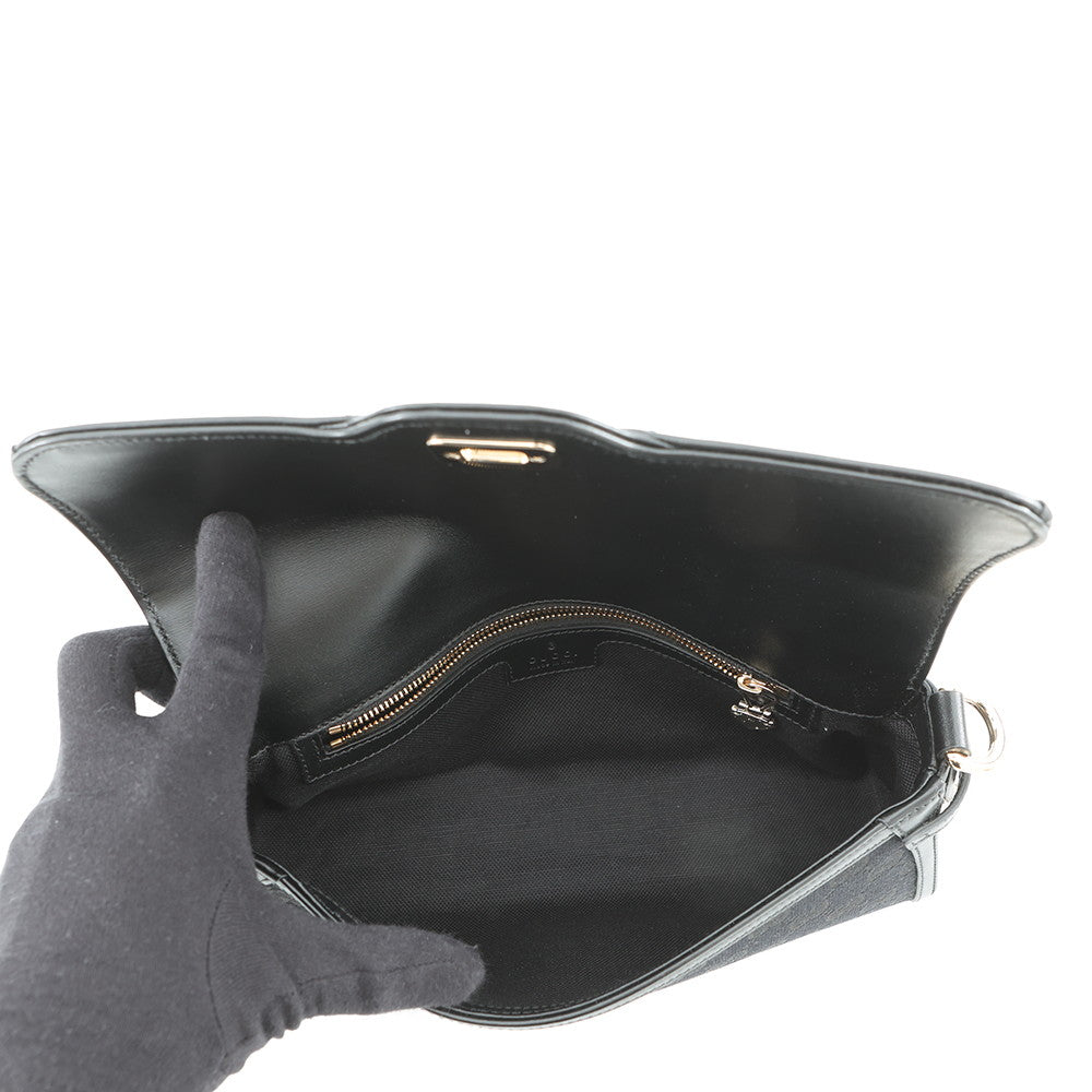 GUCCI Luce Shoulder Bag Black786027 GG Canvas Leather Size Small