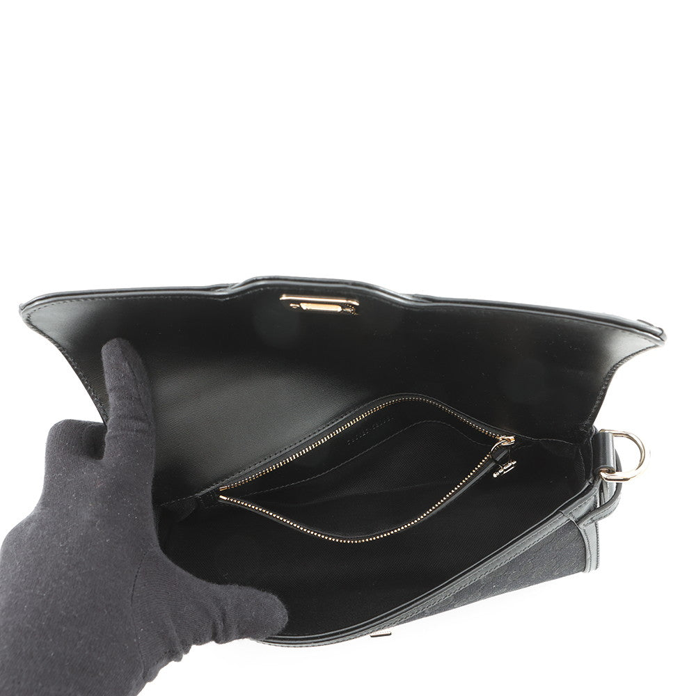 GUCCI Luce Shoulder Bag Black786027 GG Canvas Leather Size Small