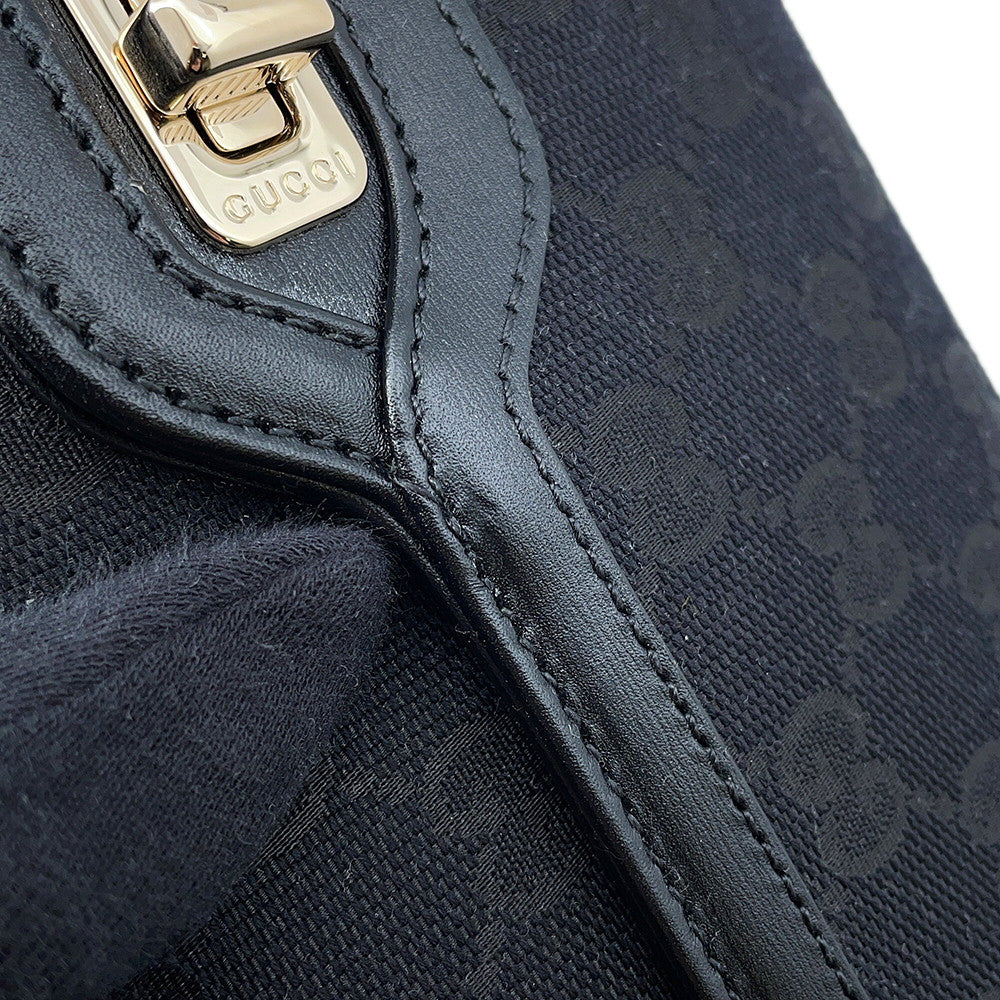 GUCCI Luce Shoulder Bag Black786027 GG Canvas Leather Size Small