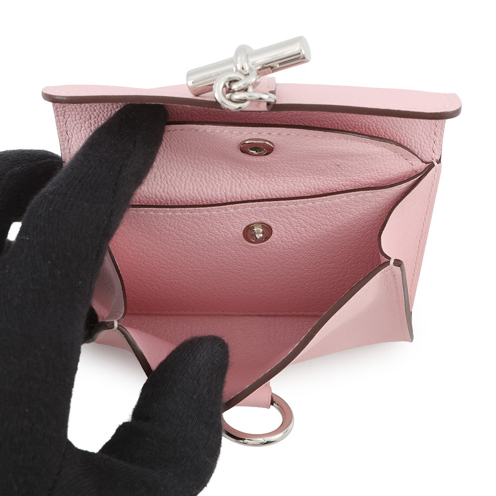 HERMES Glenan Compact Wallet Rose Sakura Swift Leather