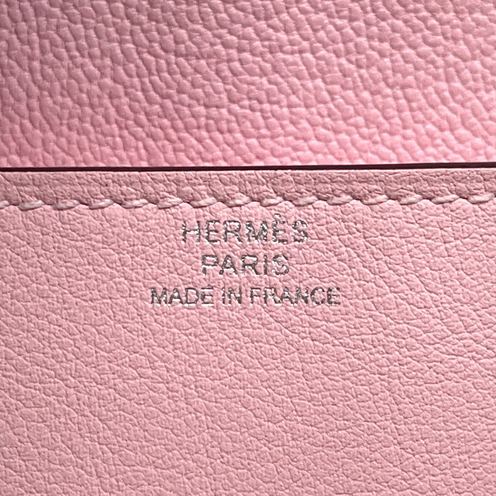 HERMES Glenan Compact Wallet Rose Sakura Swift Leather
