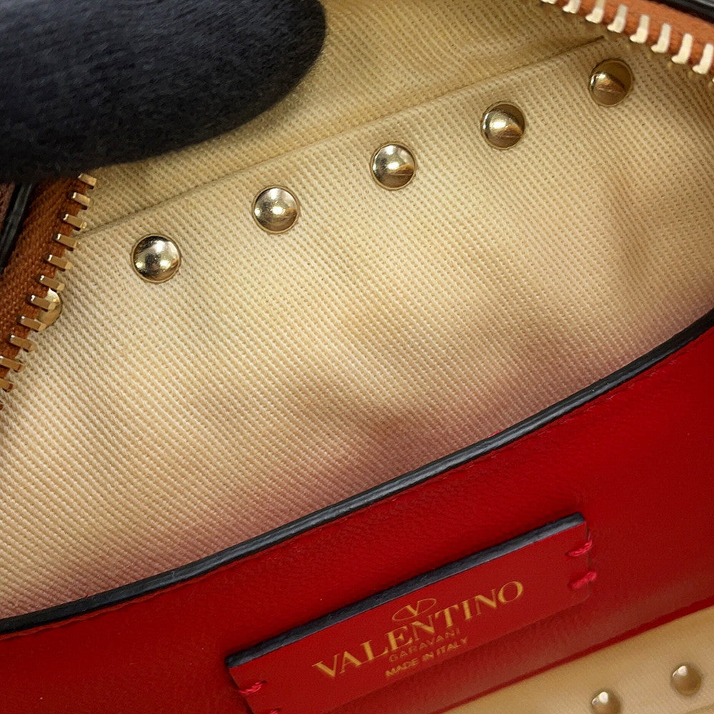 Valentino Garavani RockStudded Shoulder Bag Natural/BrownTW2B0809PWC_43S Straw Leather