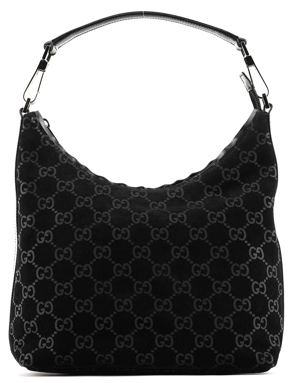 000 0602 Black GG Suede Hobo Shoulder Bag
