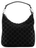 000 0602 Black GG Suede Hobo Shoulder Bag