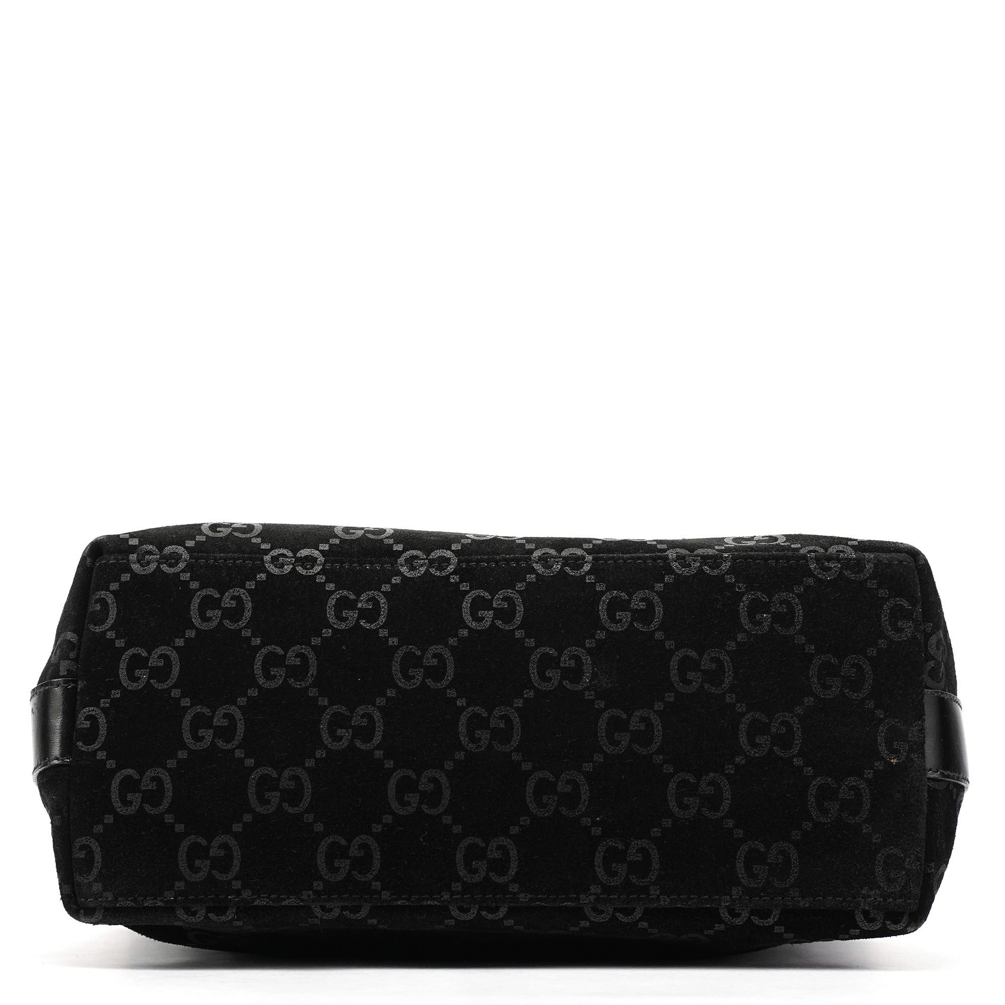000 0602 Black GG Suede Hobo Shoulder Bag