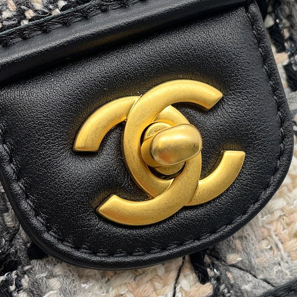 CHANEL Top handle ChainShoulder White/Black/MulticolorAS3652 Tweed Lambskin
