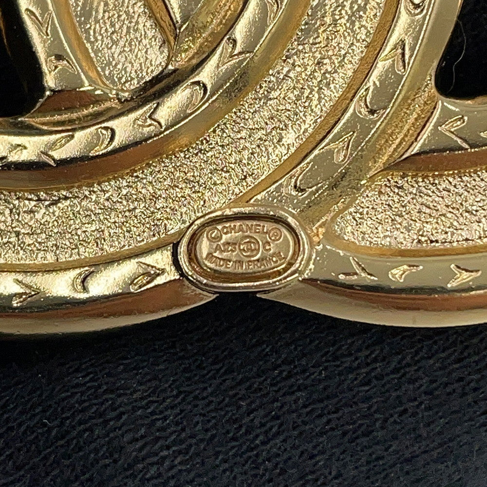 CHANEL Rhinestone CC Logo Brooch Champagne Gold Metal Rhinestone