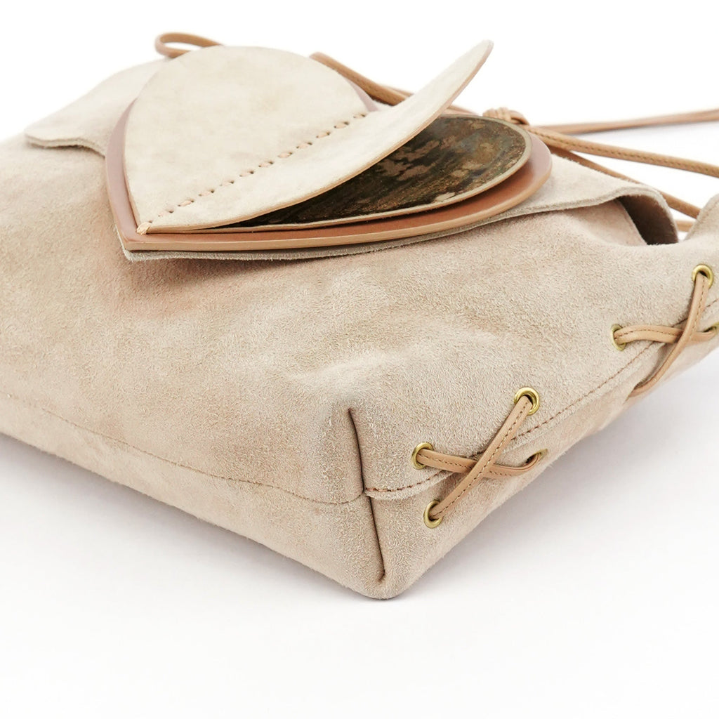2002 Beige Suede Heart Crossbody Bag