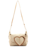 2002 Beige Suede Heart Crossbody Bag