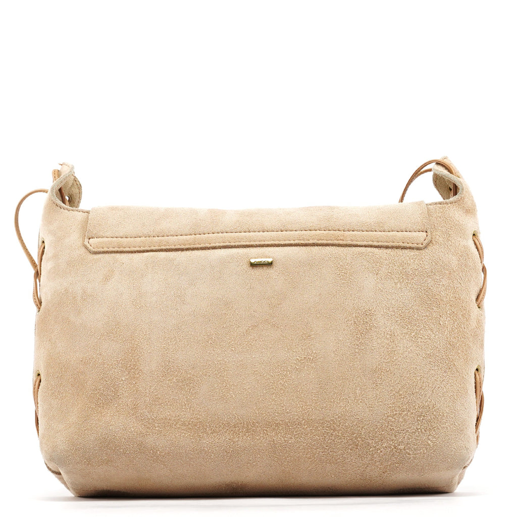 2002 Beige Suede Heart Crossbody Bag