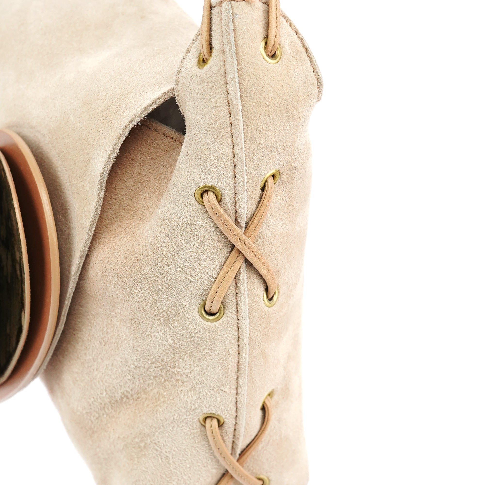 2002 Beige Suede Heart Crossbody Bag