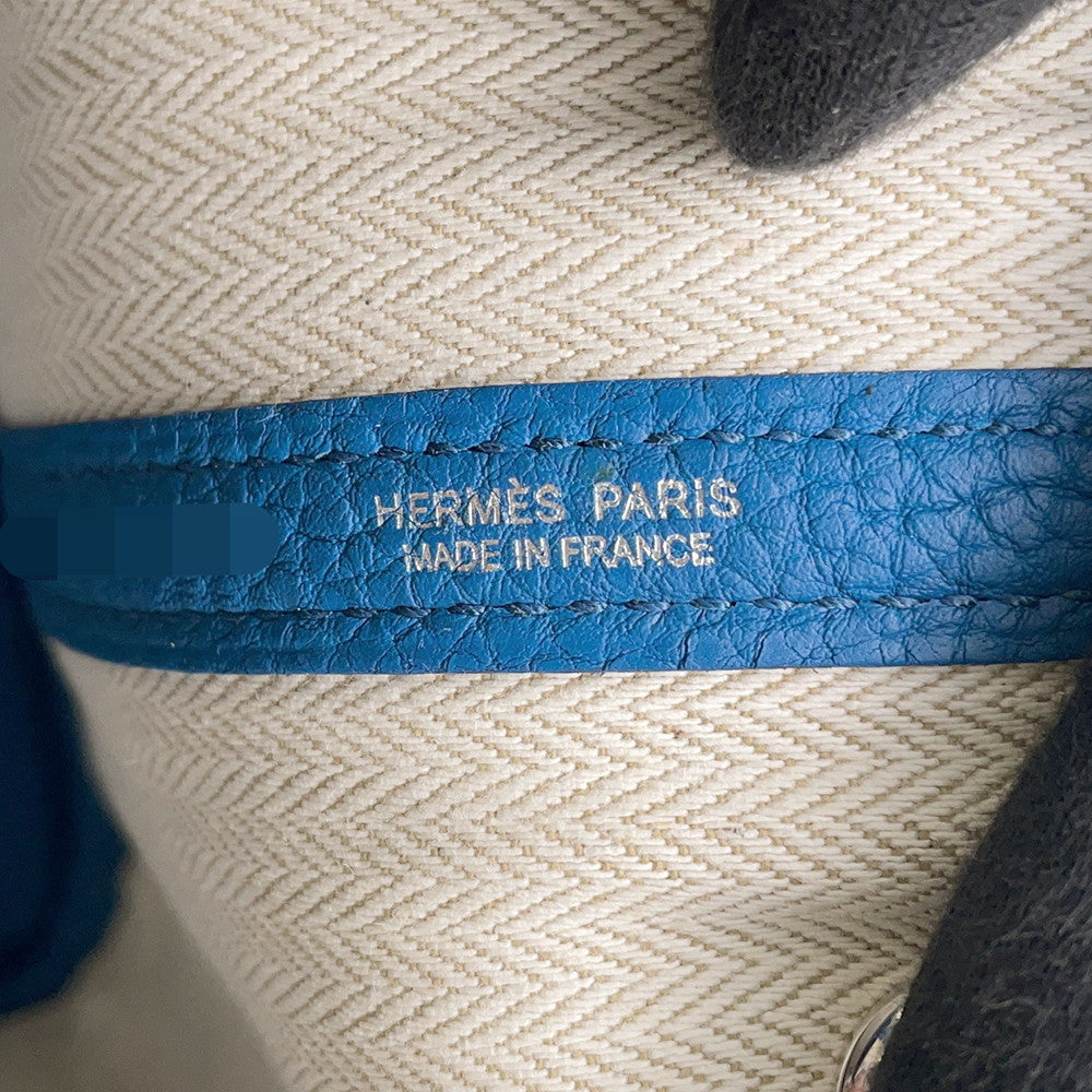 HERMES Garden Party Blue Wooturmail Negonda Leather Size TPM