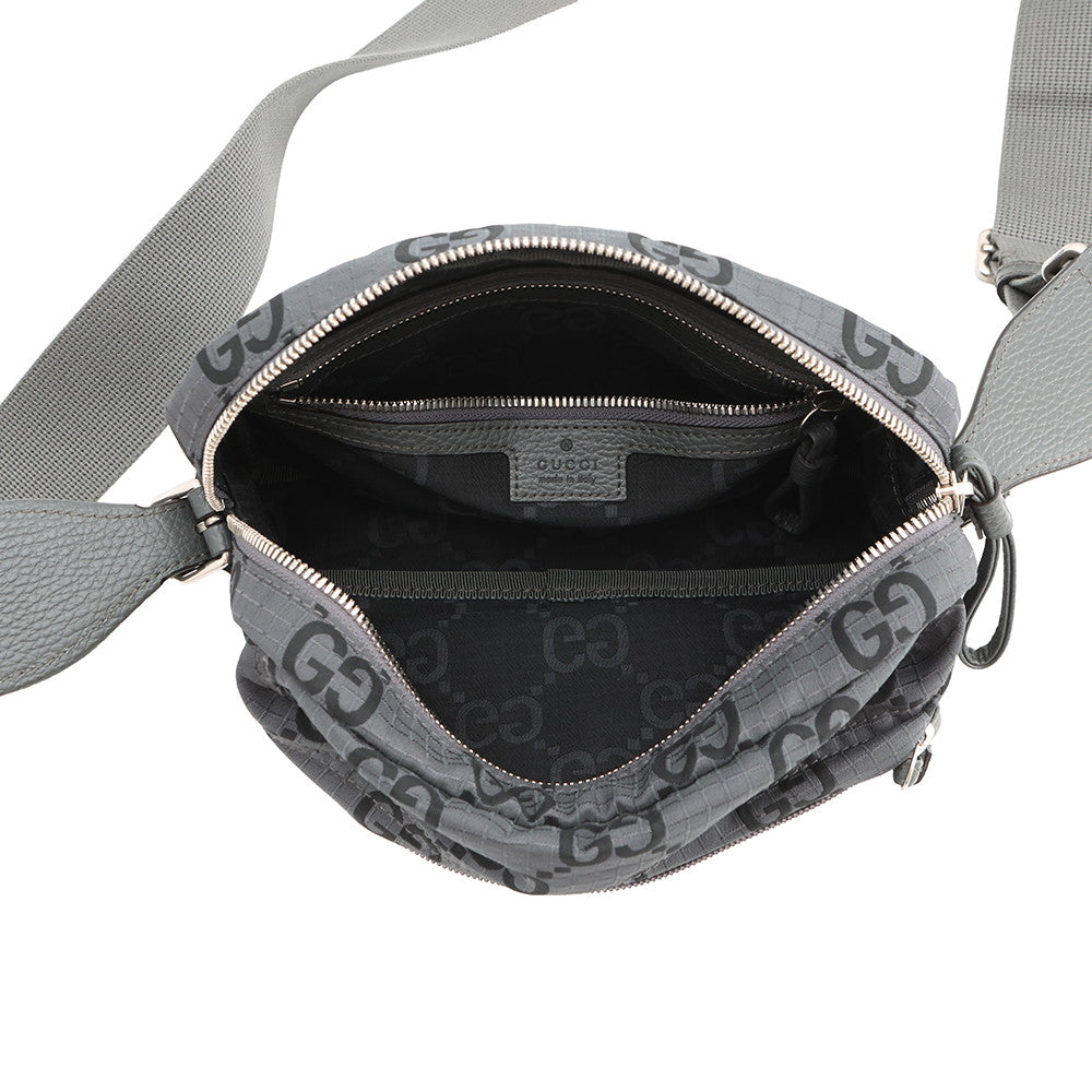 GUCCI ECONYLON GG Shoulder Bag Gray/Black767931 GG Polyester Size Medium
