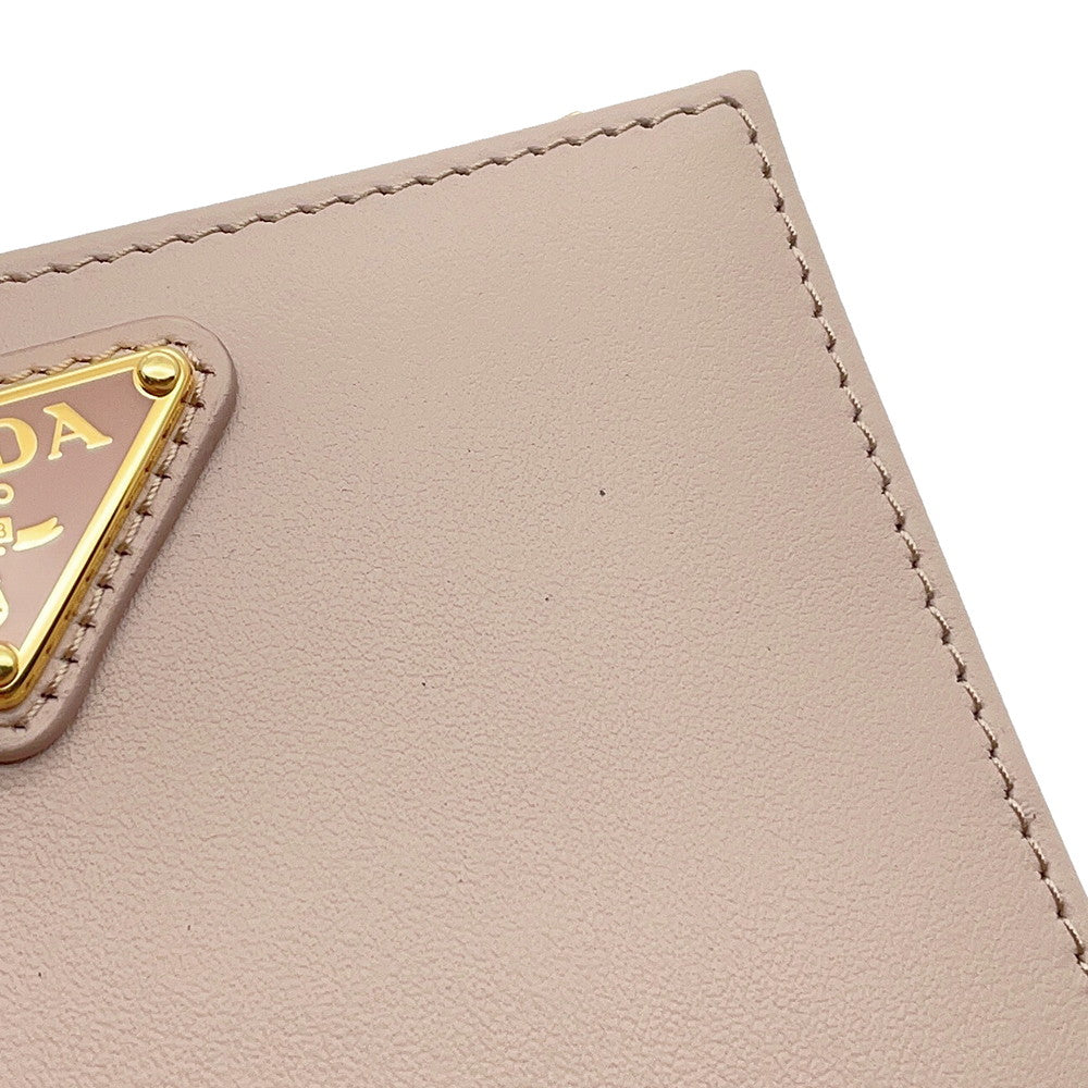 PRADA Triangle Logo Compact Wallet Jasmin Flower1ML050 Leather
